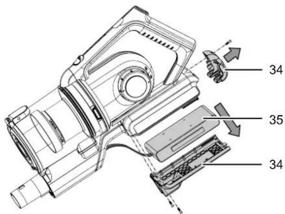 TROTEC VC 150 E - Dépose et élimination de la batterie - 1