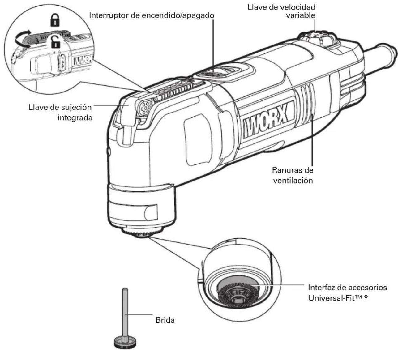 WORX WX686L.1 - 2.5A Multi-Herramienta Oscilatoria ES - 1