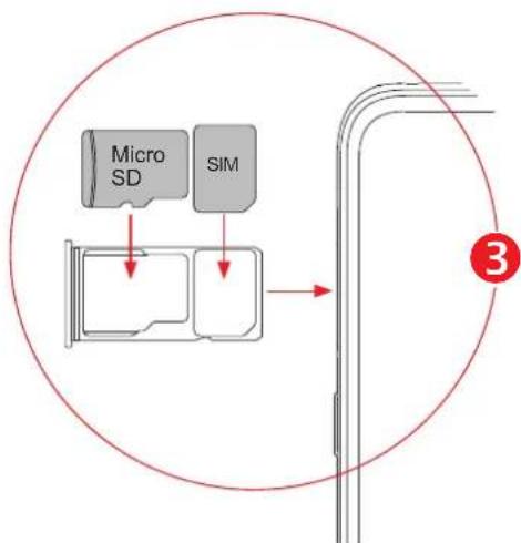 TCL 20L - Insérer ou extraire la carte SIM ou microSD - 3