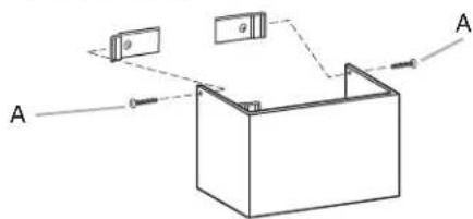 Diagram showing a container with labeled components A and B, including a dashed line indicating direction or flow.
