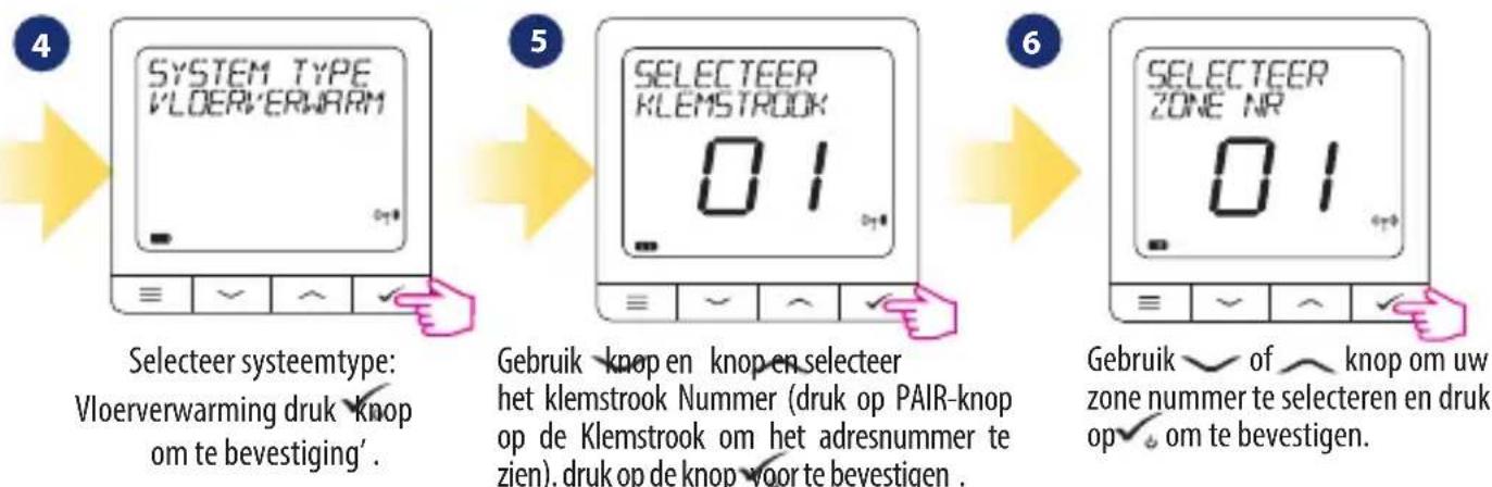 Salus SQ610RF - Koppelen met Klemstrook bedrangingscentrum (installer het bedrangingscentrum/ de klemstrook volgens de meegeleverde instructies bij het product) - 2
