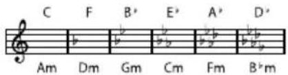 C F B' E' A' D' Am Dm Gm Cm Fm B*m