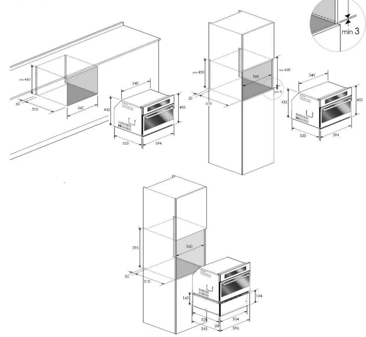 Fulgor Milano FCSO 4510 TEM - Installer le four dans une niche - 2