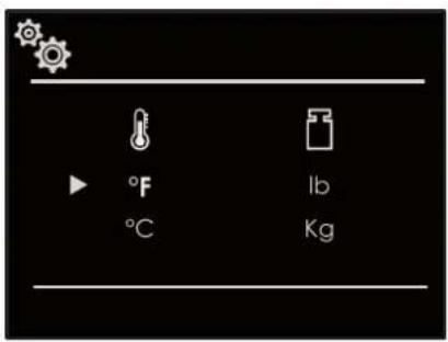 °F °C lb Kg