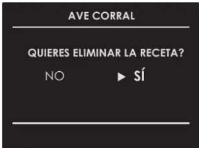 AVE CORRAL QUIERES ELIMINAR LA RECETA? NO ▶ SÍ