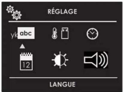 RÉGLAGE yk abc 12 LANGUE