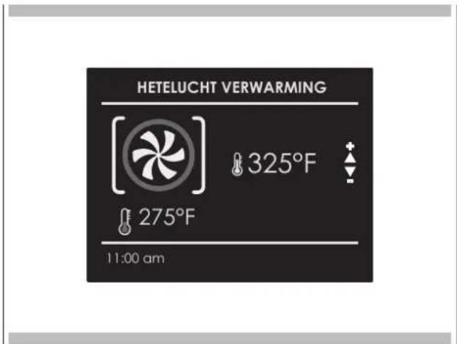 HETELUCHT VERWARMING 325°F 275°F 11:00 am