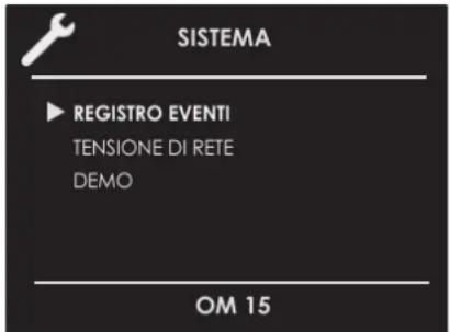 SISTEMA ▶ REGISTRO EVENTI TENSIONE DI RETE DEMO OM 15