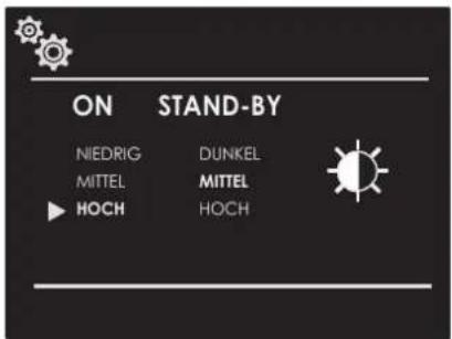 ON STAND-BY NIEDRIG DUNKEL MITTEL MITTEL HOCH HOCH