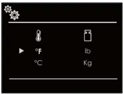 °F °C lb Kg
