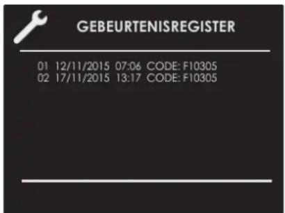 GEBEURTENISREGISTER 01 12/11/2015 07:06 CODE: F10305 02 17/11/2015 13:17 CODE: F10305