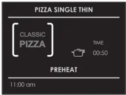 PIZZA SINGLE THIN CLASSIC PIZZA TIME 00:50 PREHEAT 11:00 am