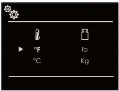 °F °C lb Kg
