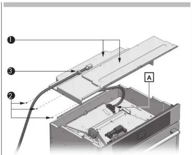 Technical diagram of an electronic device with labeled components and wiring connections