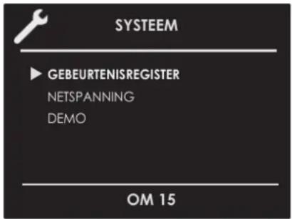 SYSTEEM ▶ GEBEURTENISREGISTER NETSPANNING DEMO OM 15