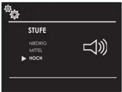 STUFE NIEDRIG MITTEL HOCH