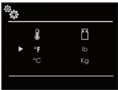 °F °C lb Kg