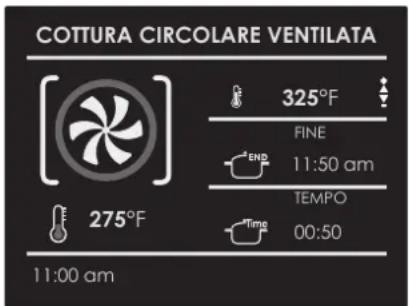 COTTURA CIRCOLARE VENTILATA 325°F FINE 11:50 am TEMPO 00:50 275°F 11:00 am