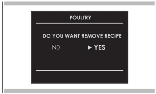 POULTRY DO YOU WANT REMOVE RECIPE NO ▶ YES
