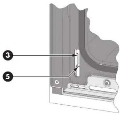 Technical diagram showing a mechanical assembly with labeled parts 3 and 5, likely illustrating a component or assembly.