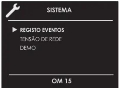 SISTEMA REGISTO EVENTOS TENSÃO DE REDE DEMO OM 15