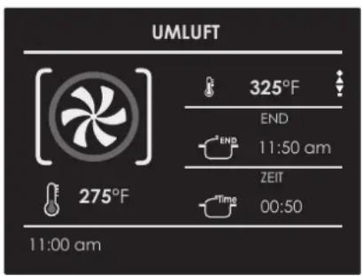 UMLuft 325°F END 11:50 am ZEIT Time 00:50 275°F 11:00 am