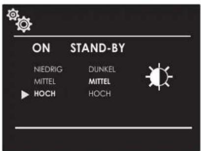 ON STAND-BY NIEDRIG DUNKEL MITTEL MITTEL HOCH HOCH