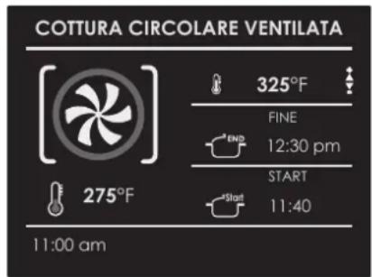COTTURA CIRCOLARE VENTILATA 325°F FINE 12:30 pm START 11:40 275°F 11:00 am