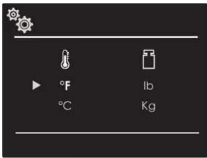°F °C lb Kg