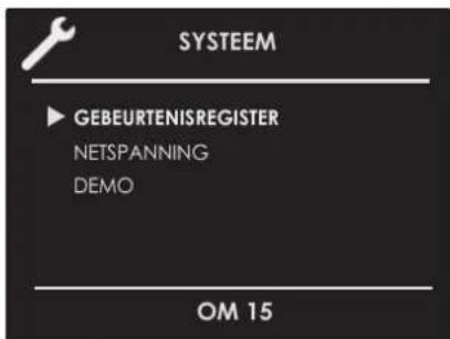 SYSTEEM ▶ GEBEURTENISREGISTER NETSPANNING DEMO OM 15