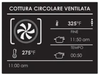 COTTURA CIRCOLARE VENTILATA 325°F FINE 11:50 am TEMPO 00:50 275°F 11:00 am