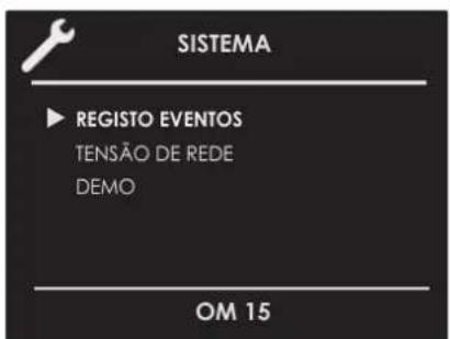 SISTEMA ▶ REGISTO EVENTOS TENSÃO DE REDE DEMO OM 15