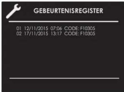 GEBEURTENISREGISTER 01 12/11/2015 07:06 CODE: F10305 02 17/11/2015 13:17 CODE: F10305