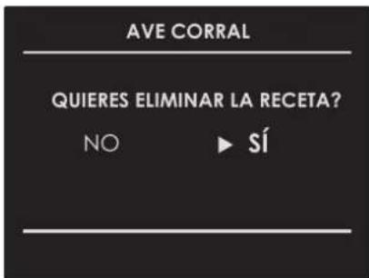 AVE CORRAL QUIERES ELIMINAR LA RECETA? NO ▶ SÍ