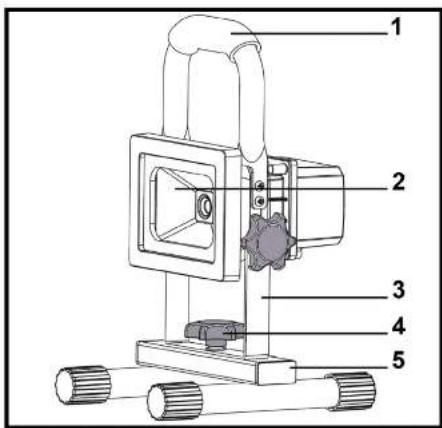 POWERFIX PLS 10 A3 - AKKU LED-STRAHLER 10 WATT RECHARGEABLE 10W LED WORK LIGHT PROJECTEUR À LED SANS FIL 10 WATTS - 1