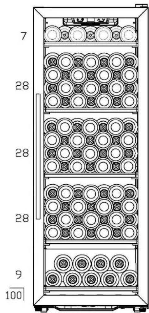 CONTINENTAL EDISON CECWC105A - Chargement pour la capacité maximale de 105 bouteilles (chargement sans la demie clayette fournit avec l'appareil) - 2