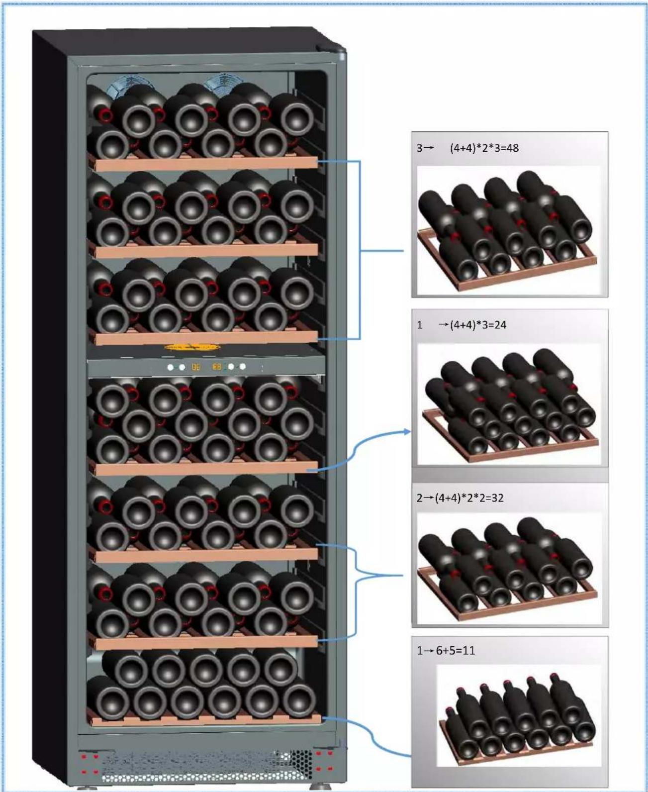 CONTINENTAL EDISON CECWC2Z100 - Chargement pour les capacités maximales : 115 bouteilles max - 1
