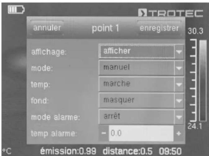TROTEC XC300 - Réglages pour un point de mesure - 1