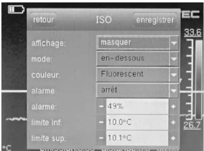TROTEC XC300 - Sous-menu Réglages pour les isothermes - 1