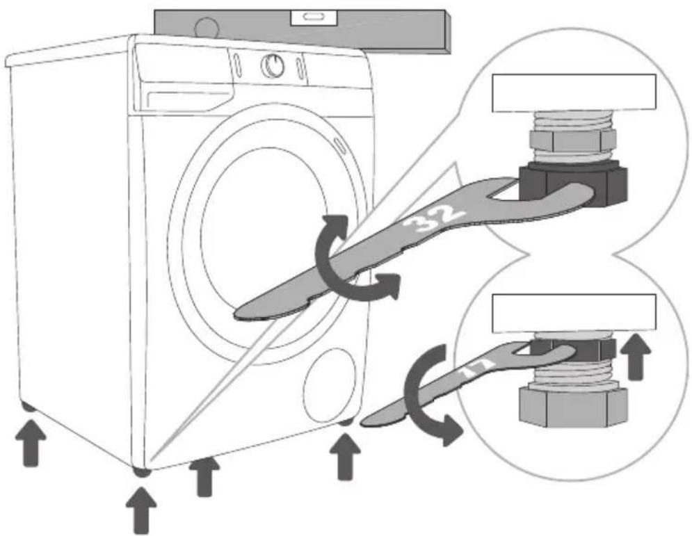 GORENJE WNEI14BS - RÉGLAGE DES PIEDS AJUSTABLES - 1