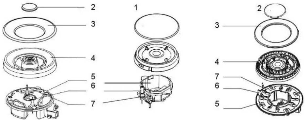 Exploded view diagram of a mechanical assembly with numbered parts for identification