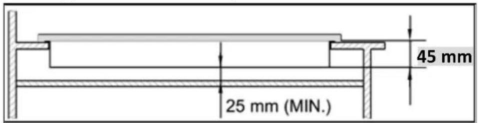 CONTINENTAL EDISON CECTG4BD - ■ Cet appareil doit être intégré dans une unité de cuisine ou un plan de travail de 600mm, en respectant les distances minimales suivantes : - 1