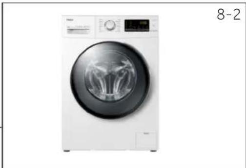 Front view of a white three-wheeled washing machine (no visible text or symbols)