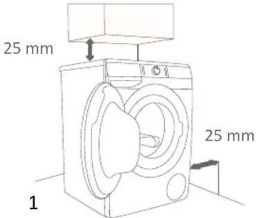 INVENTUM VWM9001B - BEI DER INSTALLATION DER WASCHMASCHINE EINZUHALTENDE ABSTÄNDE - 1