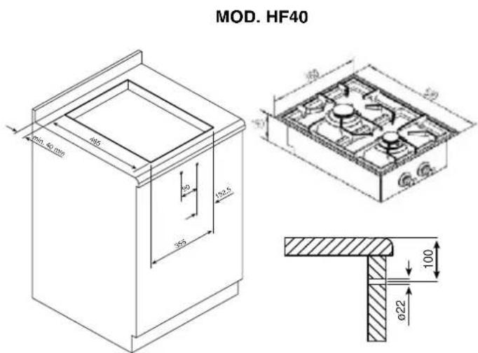 ILVE HCB70CN - Dimension des espaces d'encastrement - 3