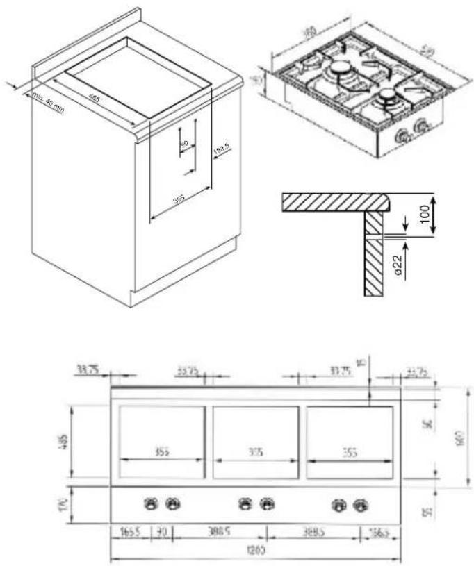 ILVE HCG30CK - Dimension des espaces d'encastrement - 12