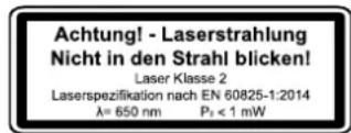 PARKSIDE PZKS 2000 A1 - Achtung: Laserstrahlung Nicht in den Strahl blicken Laserklasse 2 - 1