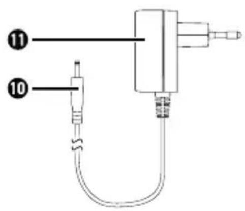 Diagram of a medical or laboratory device with labeled parts 10 and 11, showing tubing and connector connections.