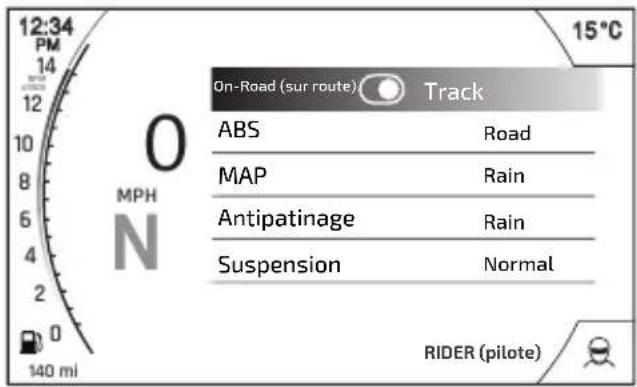 TRIUMPH Speed Triple 1200 RR (2021) - Paramètres - Modes de conduite - 1
