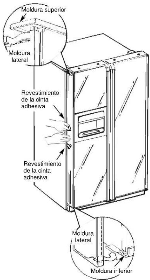 Moldura superior Moldura lateral Revestimiento de la cinta adhesiva Revestimiento de la cinta adhesiva Moldura lateral Moldura inferior
